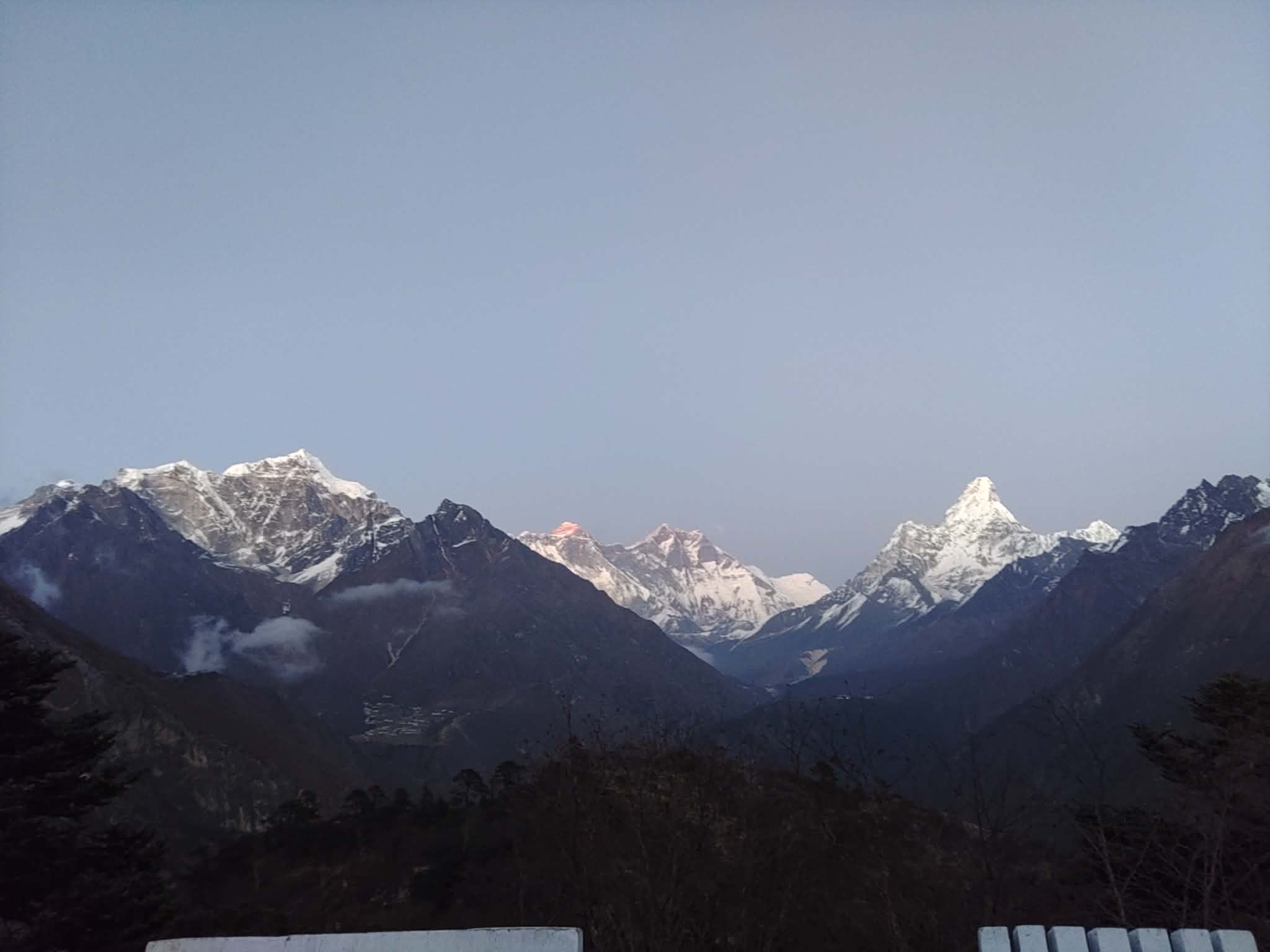 Layers of Himalayan peaks in the soft evening light